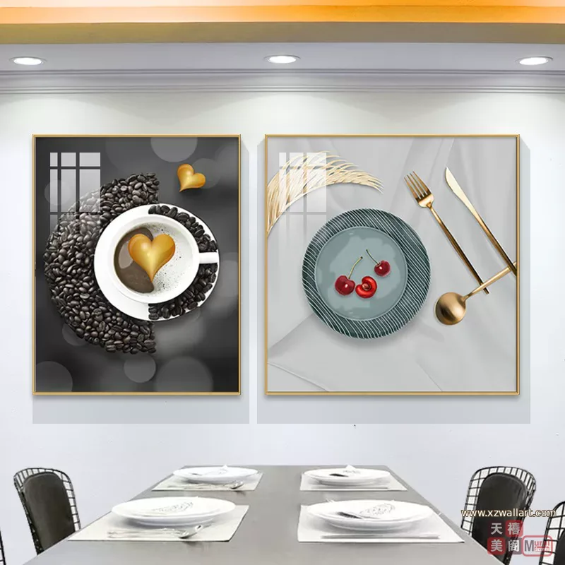 抽象 单幅 装饰画 轻奢风 餐厅背景墙挂画 晶瓷画