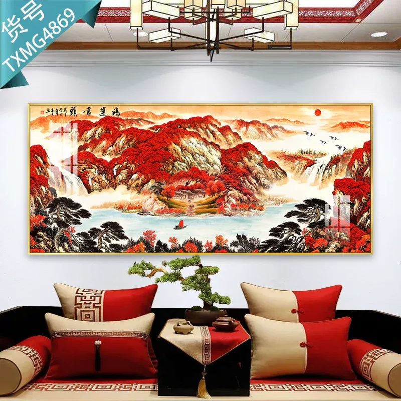 抽象 单幅 装饰画 新中式 客厅背景墙挂画 晶瓷画