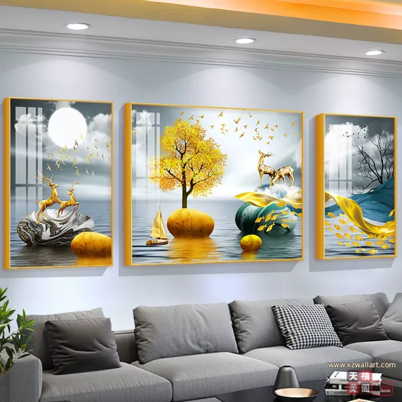 抽象 单幅 装饰画 轻奢风 客厅背景墙挂画 晶瓷画