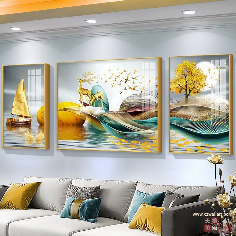 抽象 单幅 装饰画 轻奢风 客厅背景墙挂画 晶瓷画