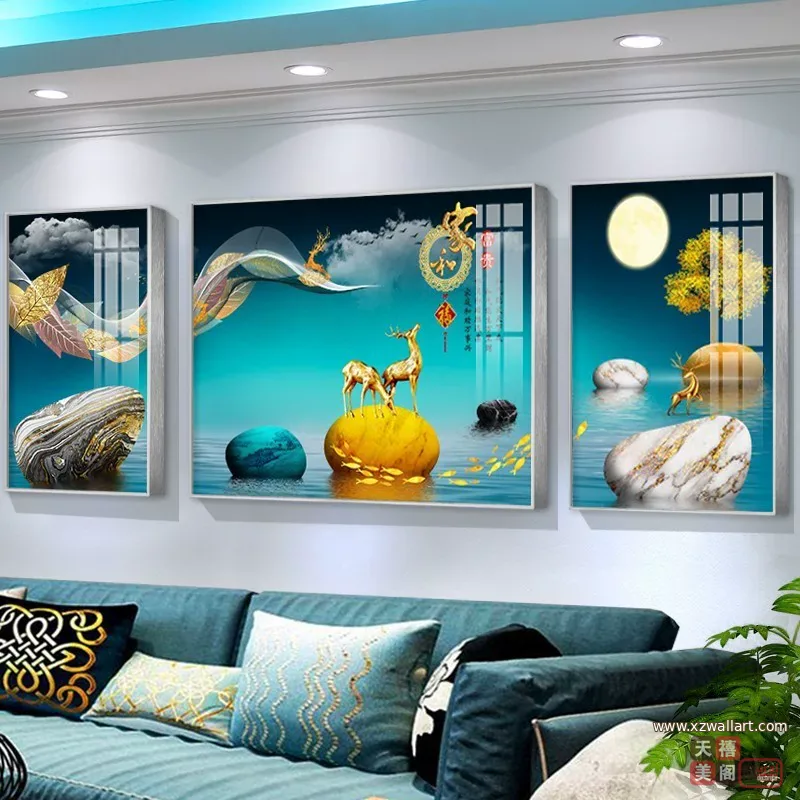 山水 单幅 装饰画 轻奢风 客厅背景墙挂画 晶瓷画