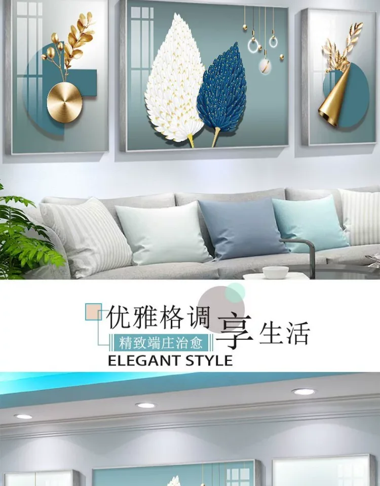 抽象 三联 装饰画 轻奢风 客厅背景墙挂画 晶瓷画