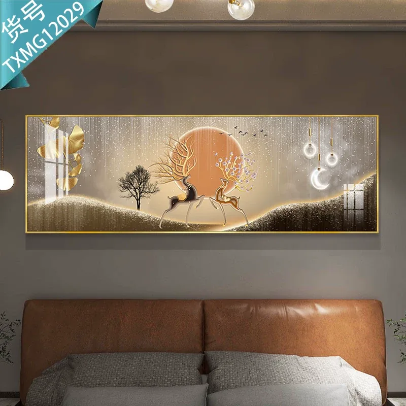抽象 单幅 装饰画 轻奢风 卧室背景墙挂画 晶瓷画
