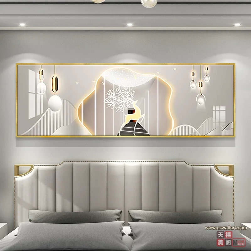 抽象 单幅 装饰画 轻奢风 卧室背景墙挂画 晶瓷画