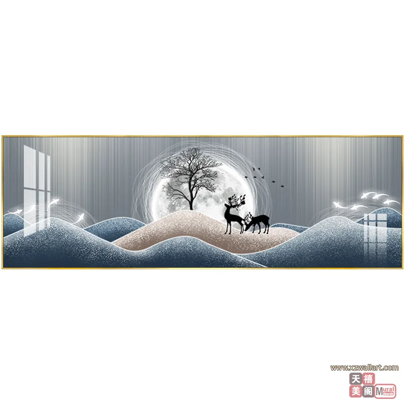 抽象 单幅 装饰画 轻奢风 卧室背景墙挂画 晶瓷画