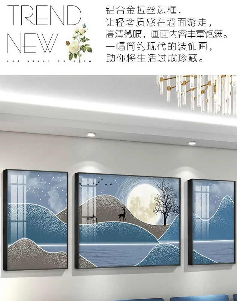 抽象 单幅 装饰画 北欧风 客厅背景墙挂画 晶瓷画
