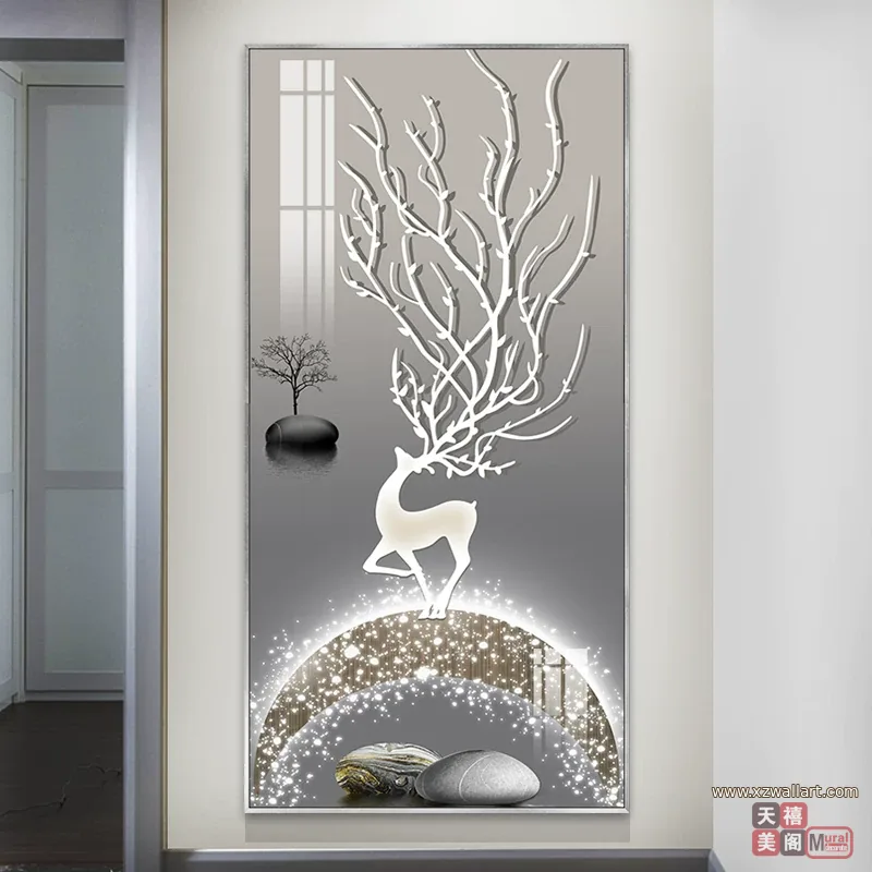 抽象 单幅 装饰画 轻奢风 玄关背景墙挂画 晶瓷画