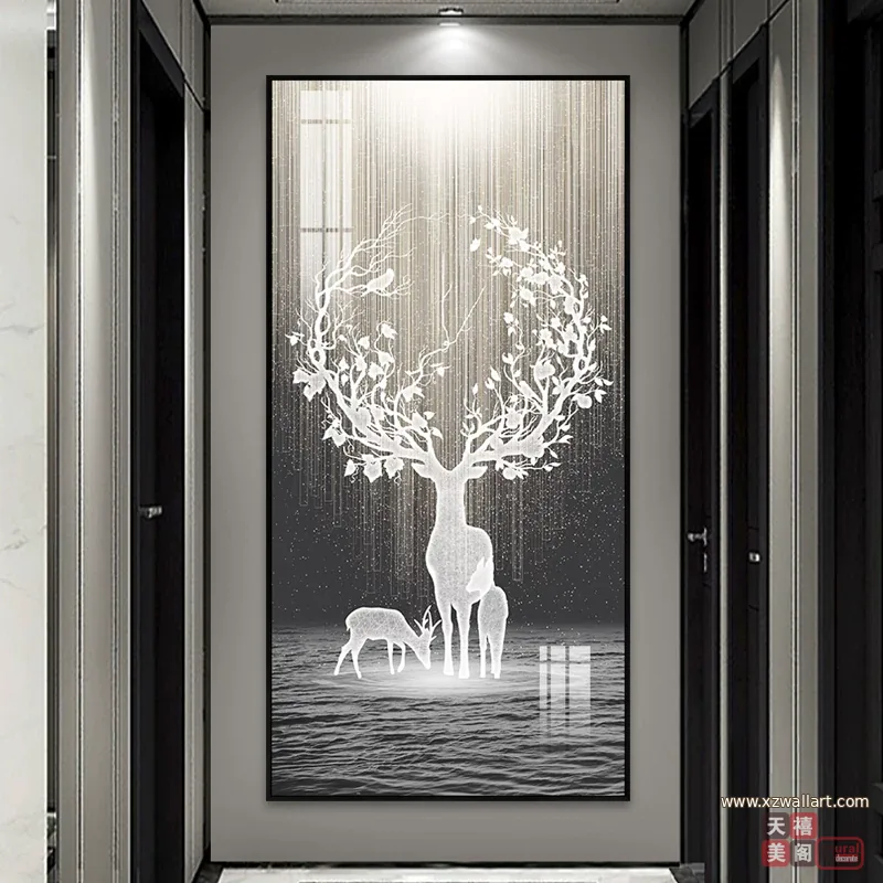 抽象 单幅 装饰画 轻奢风 玄关背景墙挂画 晶瓷画