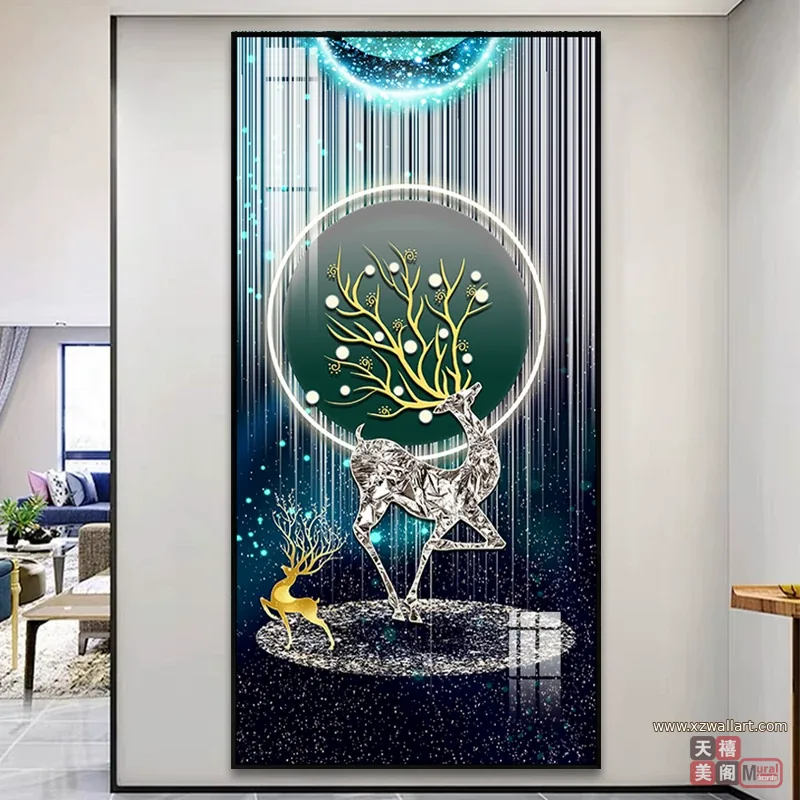 抽象 单幅 装饰画 北欧风 玄关背景墙挂画 晶瓷画