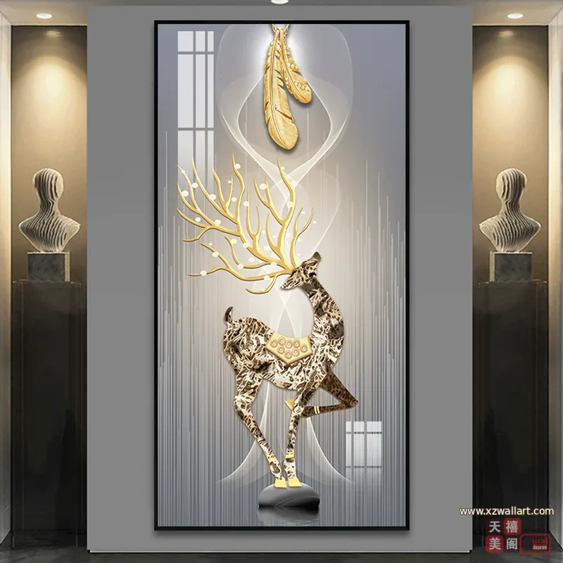 抽象 单幅 装饰画 北欧风 玄关背景墙挂画 晶瓷画