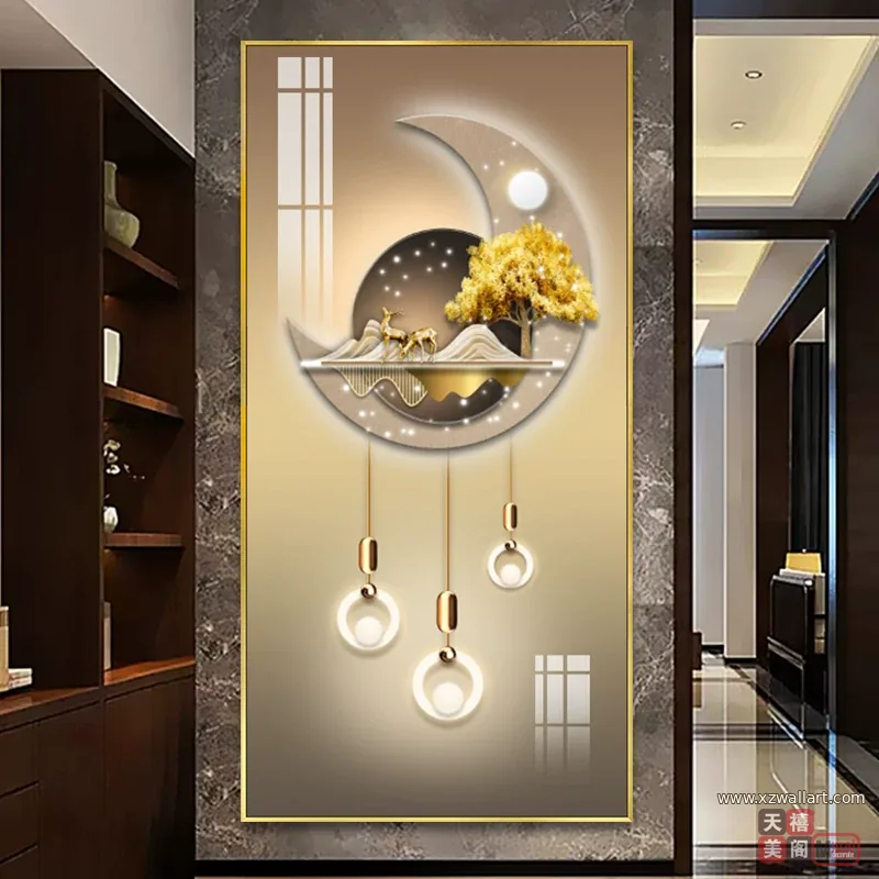 抽象 单幅 装饰画 轻奢风 玄关背景墙挂画 晶瓷画