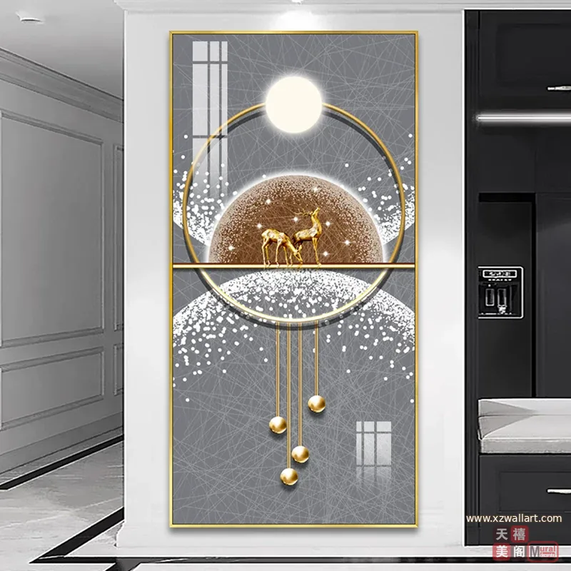 抽象 单幅 装饰画 轻奢风 玄关背景墙挂画 晶瓷画