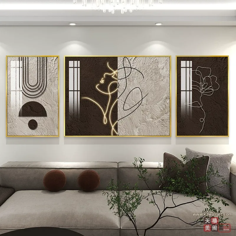 抽象 单幅 装饰画 奶油风 客厅背景墙挂画 晶瓷画