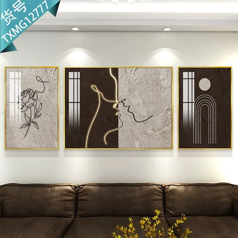 抽象 单幅 装饰画 奶油风 客厅背景墙挂画 晶瓷画