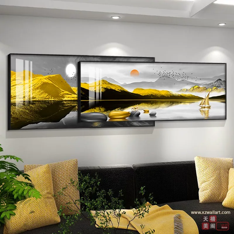 抽象 单幅 装饰画 轻奢风 客厅背景墙挂画 晶瓷画