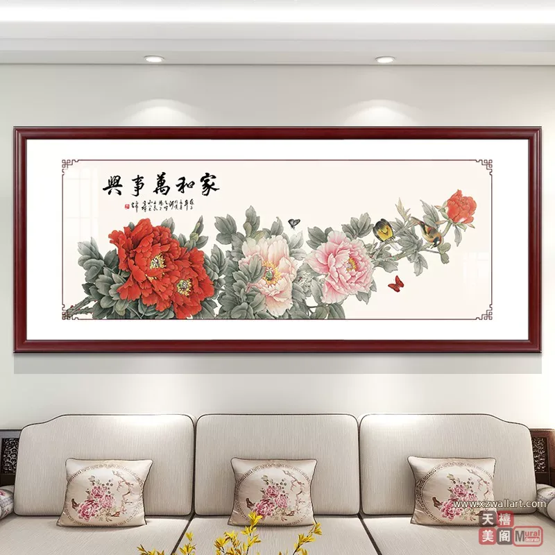 花 单幅 装饰画 新中式 客厅背景墙挂画 晶瓷画