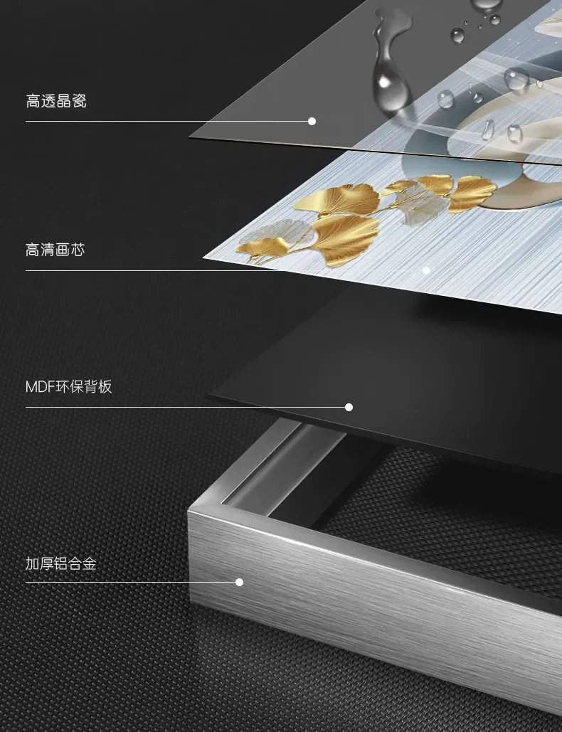 抽象 单幅 装饰画 轻奢风 客厅背景墙挂画 晶瓷画