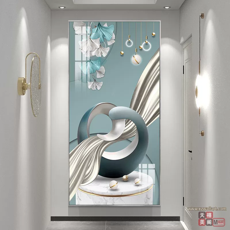 抽象 单幅 装饰画 轻奢风 玄关背景墙挂画 晶瓷画