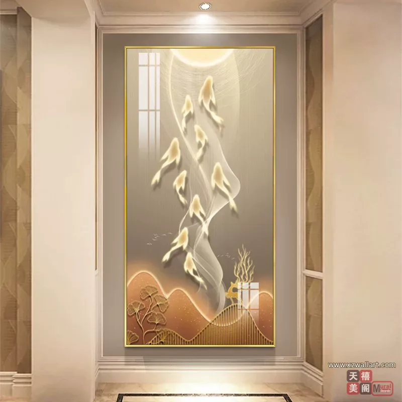 抽象 单幅 装饰画 轻奢风 玄关背景墙挂画 晶瓷画
