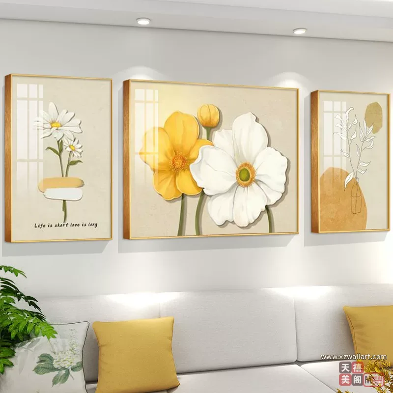 抽象 单幅 装饰画 奶油风 客厅背景墙挂画 晶瓷画
