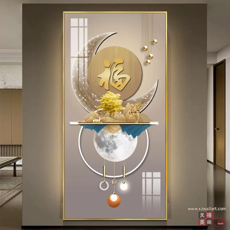 抽象 单幅 装饰画 现代简约 玄关背景墙挂画 晶瓷画