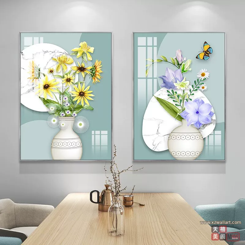 花 单幅 装饰画 轻奢风 餐厅背景墙挂画 晶瓷画