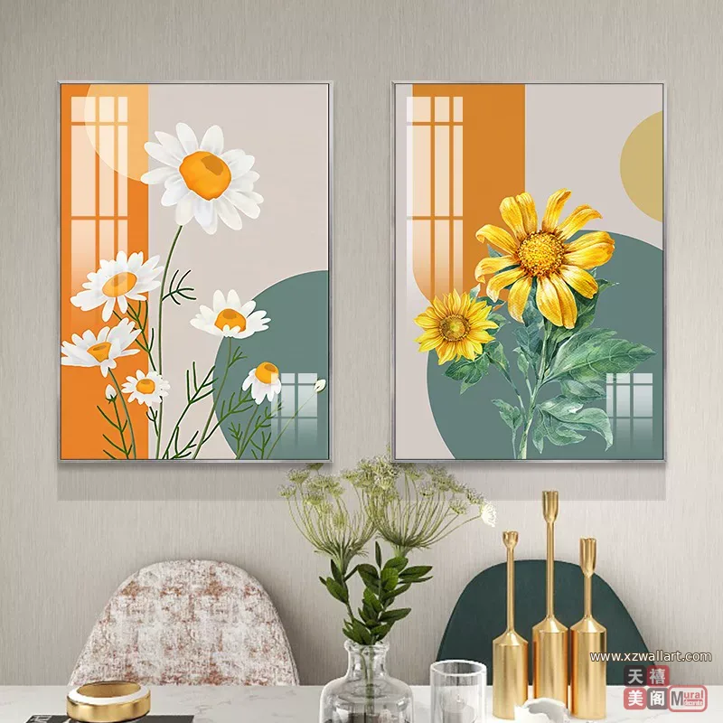 花 单幅 装饰画 轻奢风 餐厅背景墙挂画 晶瓷画