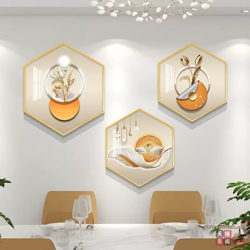 抽象 单幅 装饰画 轻奢风 餐厅背景墙挂画 晶瓷画