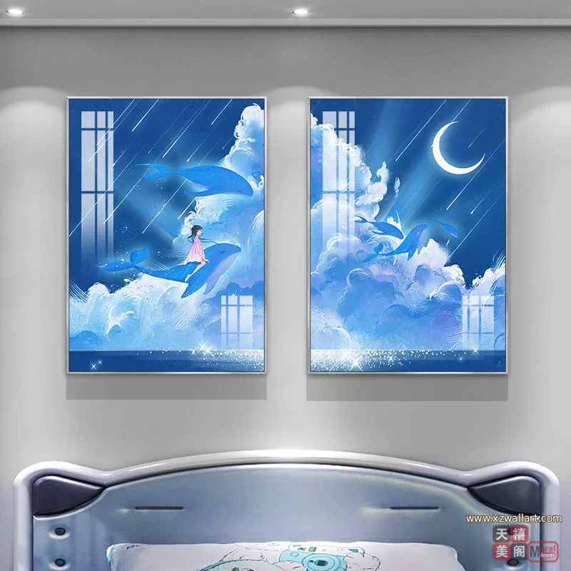 抽象 单幅 装饰画 轻奢风 卧室背景墙挂画 晶瓷画