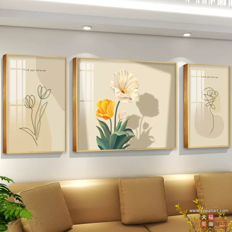 花 单幅 装饰画 轻奢风 客厅背景墙挂画 晶瓷画