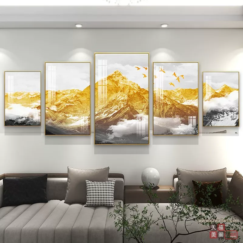 山水 单幅 装饰画 新中式 客厅背景墙挂画 晶瓷画