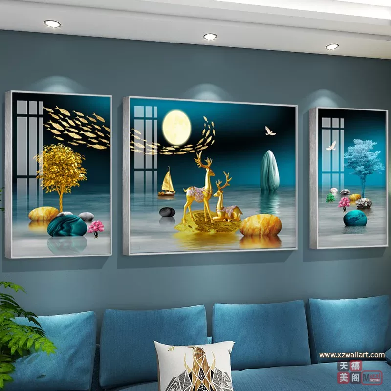 抽象 单幅 装饰画 新中式 客厅背景墙挂画 晶瓷画