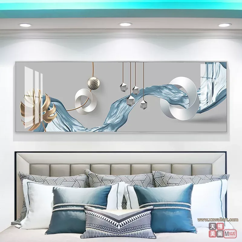 抽象 单幅 装饰画 轻奢风 卧室背景墙挂画 晶瓷画
