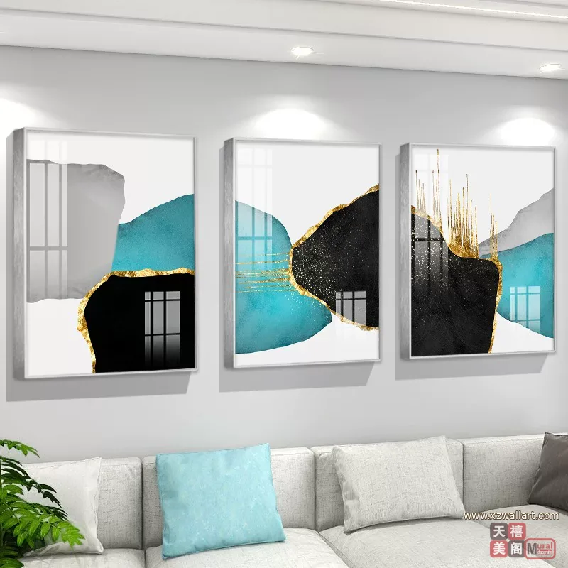 抽象 三联 装饰画 现代简约 客厅背景墙挂画 晶瓷画