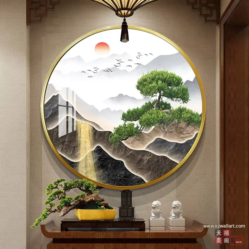 抽象 单幅 装饰画 新中式 玄关背景墙挂画 晶瓷画