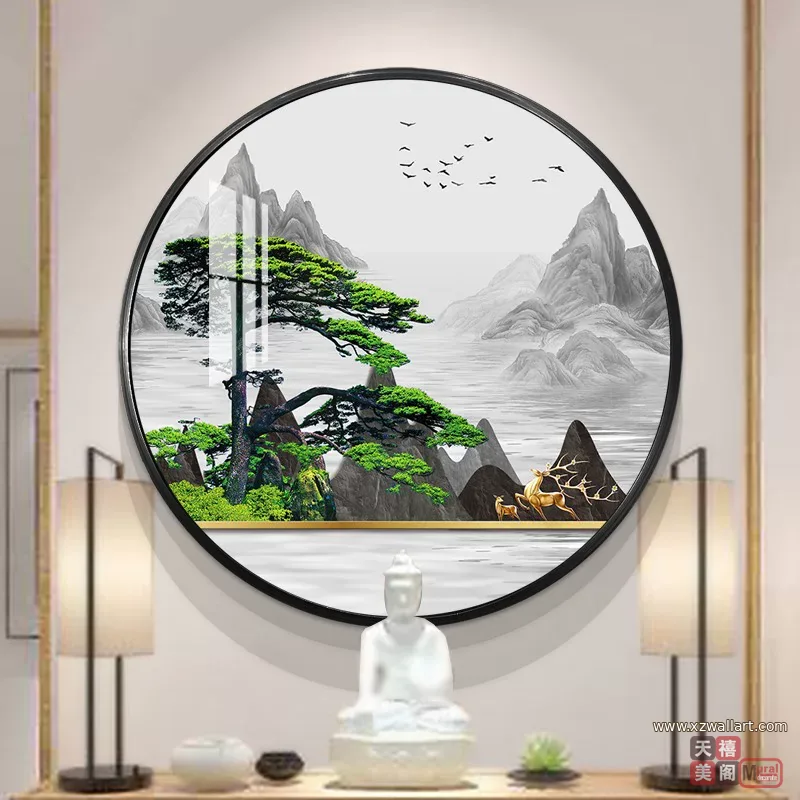 抽象 单幅 装饰画 新中式 玄关背景墙挂画 晶瓷画