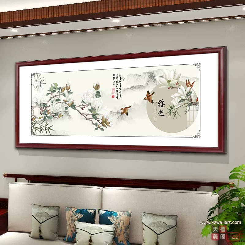 抽象 单幅 装饰画 新中式 客厅背景墙挂画 晶瓷画