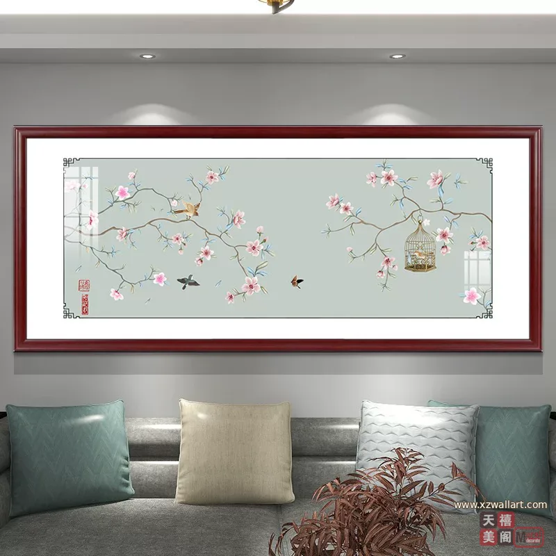 花 单幅 装饰画 新中式 客厅背景墙挂画 晶瓷画
