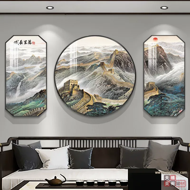 抽象 单幅 装饰画 新中式 客厅背景墙挂画 晶瓷画