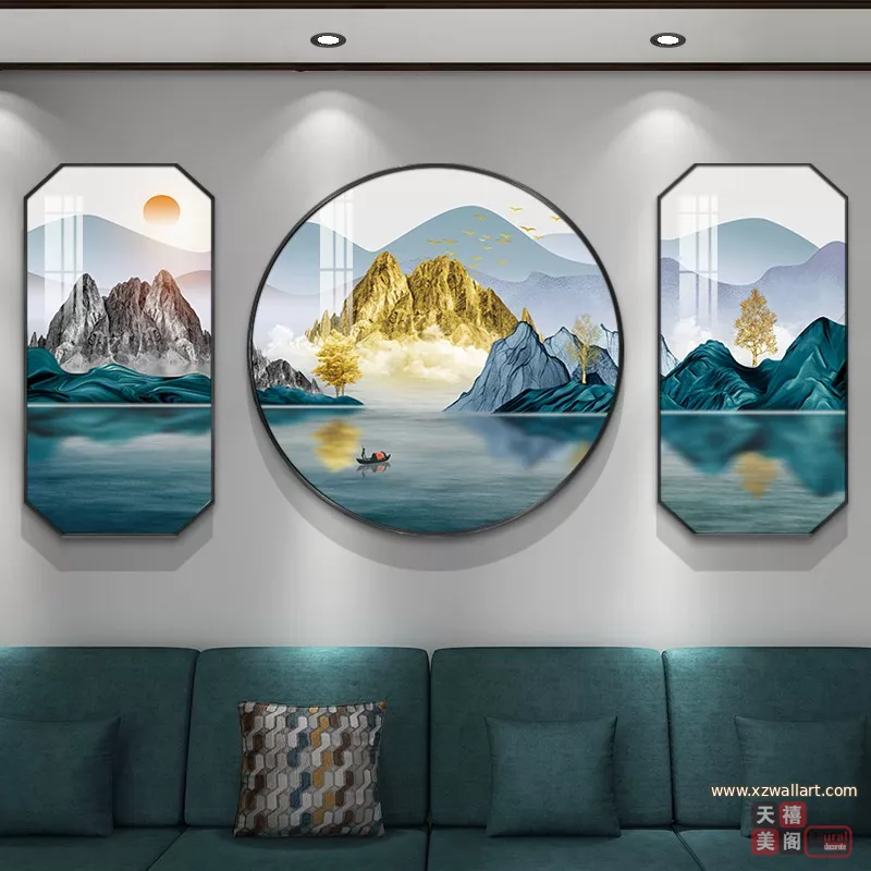 抽象 单幅 装饰画 新中式 客厅背景墙挂画 晶瓷画