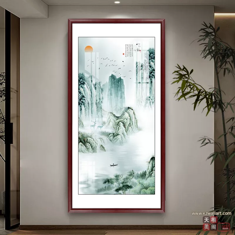 抽象 单幅 装饰画 新中式 玄关背景墙挂画 晶瓷画