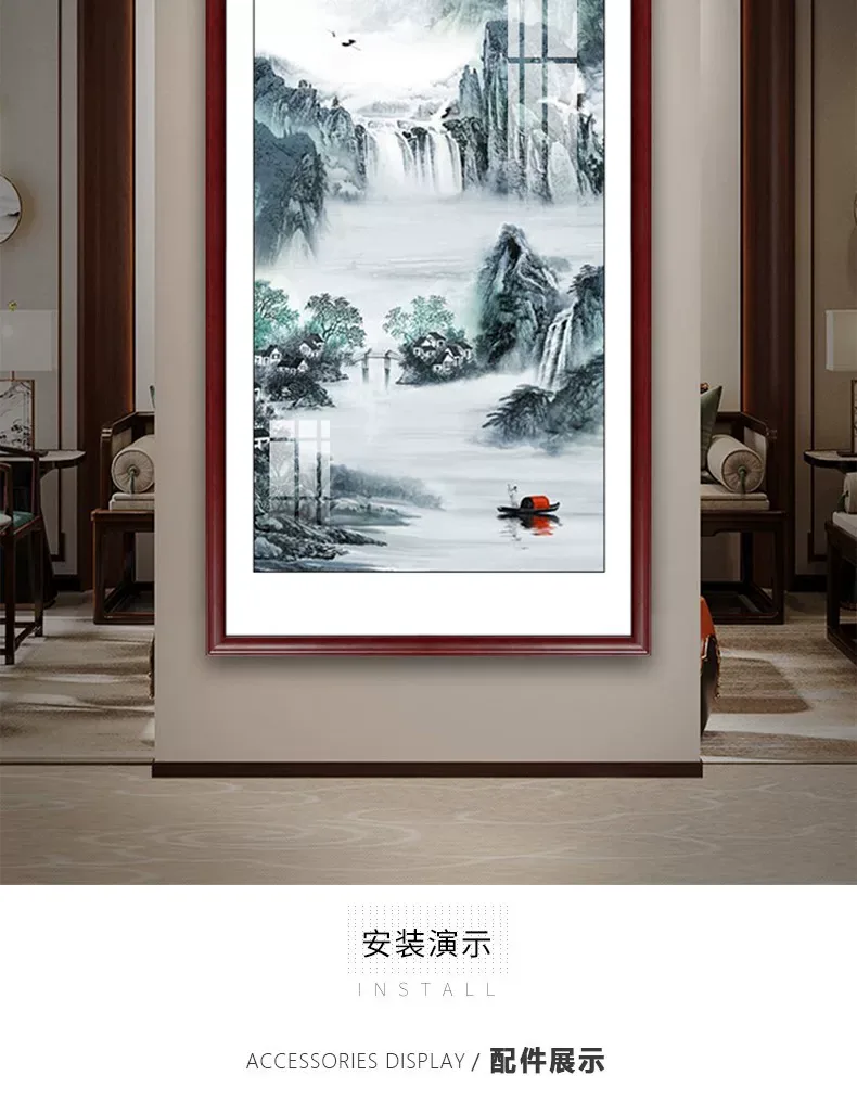 抽象 单幅 装饰画 新中式 玄关背景墙挂画 晶瓷画