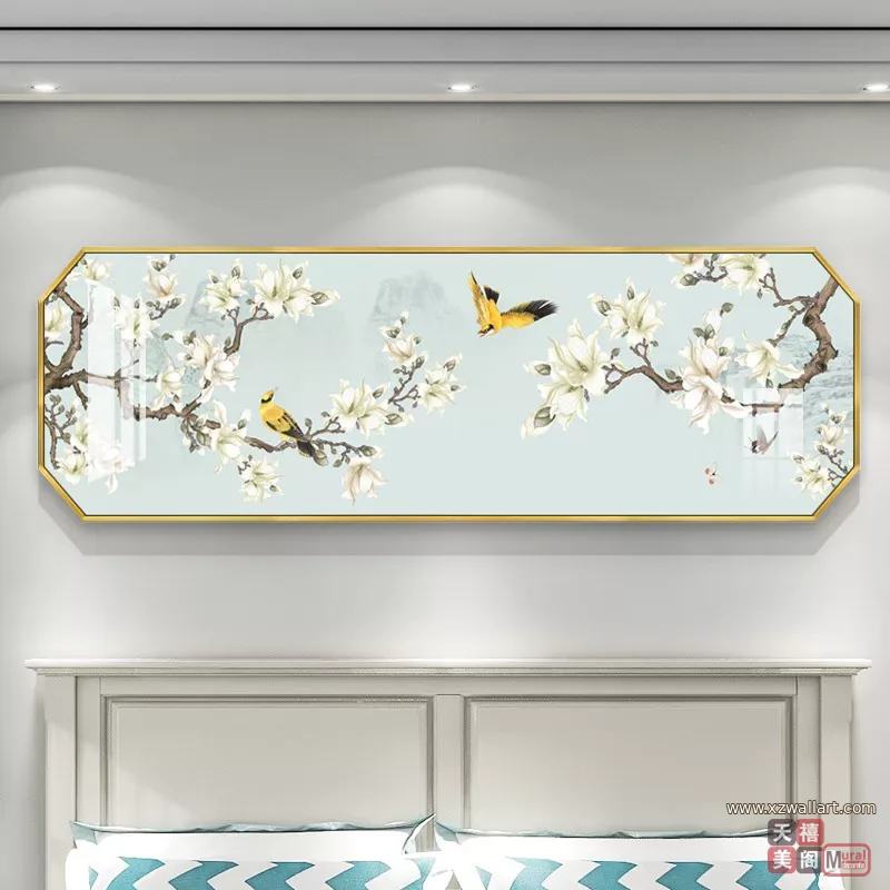 抽象 单幅 装饰画 新中式 卧室背景墙挂画 晶瓷画