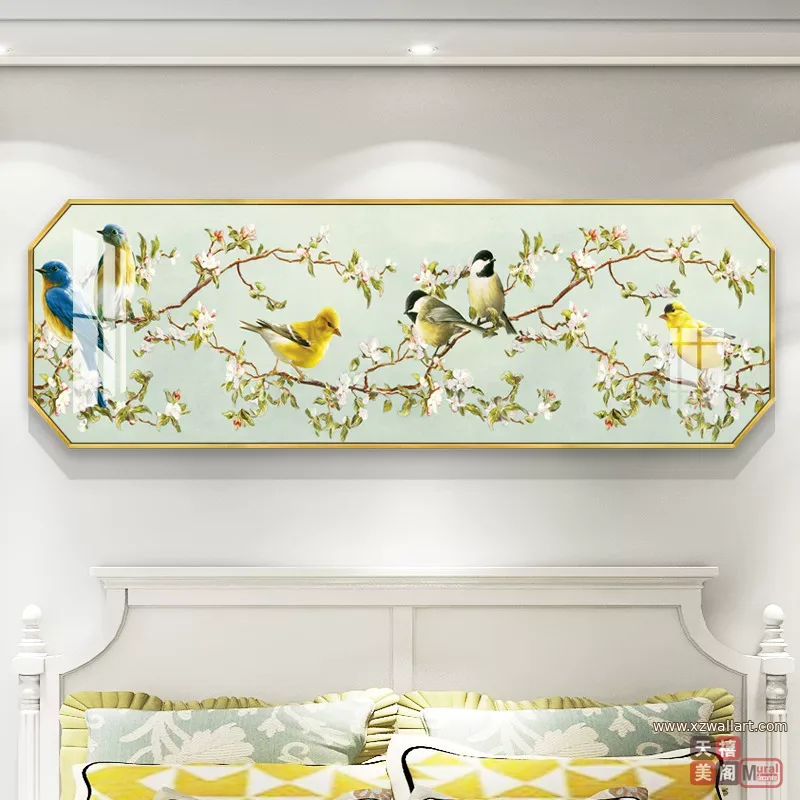 抽象 单幅 装饰画 新中式 卧室背景墙挂画 晶瓷画