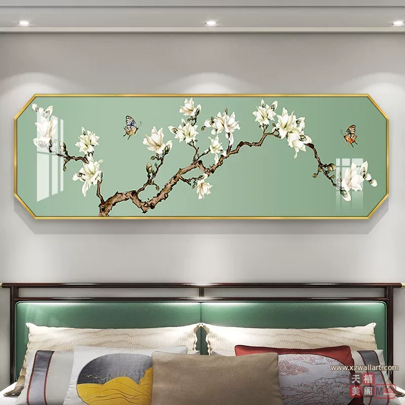 抽象 单幅 装饰画 新中式 卧室背景墙挂画 晶瓷画