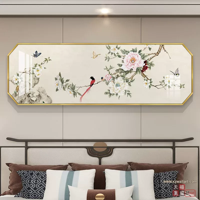 抽象 单幅 装饰画 新中式 卧室背景墙挂画 晶瓷画