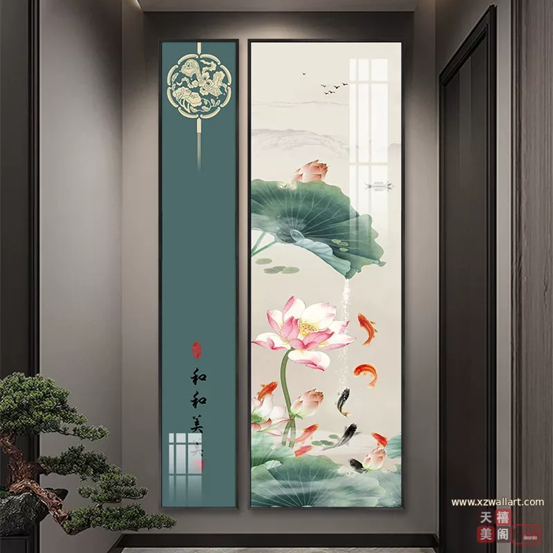 山水 单幅 装饰画 新中式 玄关背景墙挂画 晶瓷画