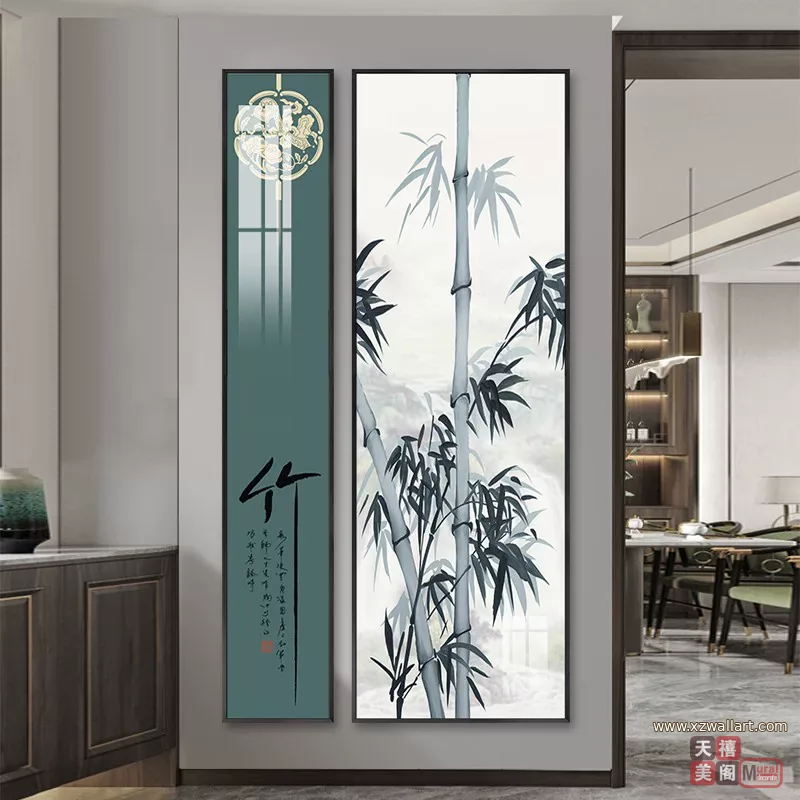 山水 单幅 装饰画 新中式 玄关背景墙挂画 晶瓷画