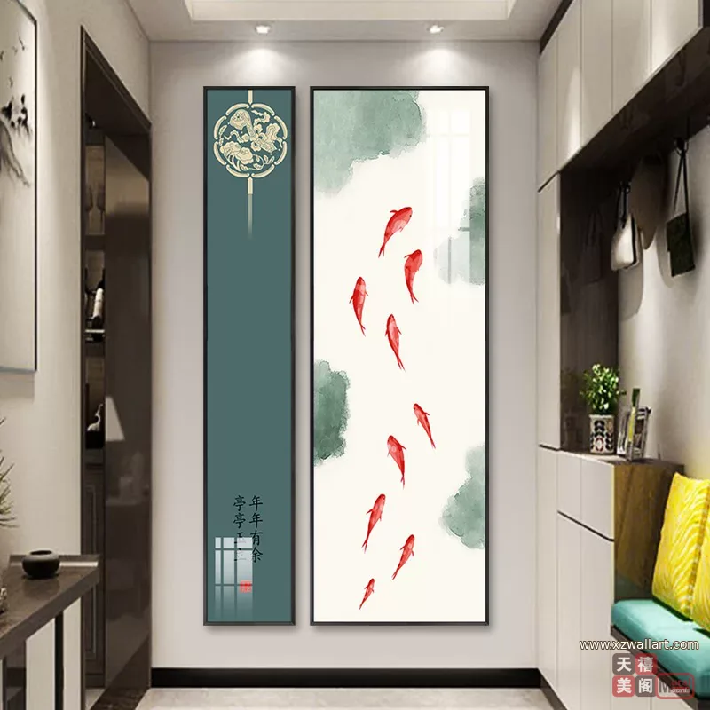 山水 单幅 装饰画 新中式 玄关背景墙挂画 晶瓷画