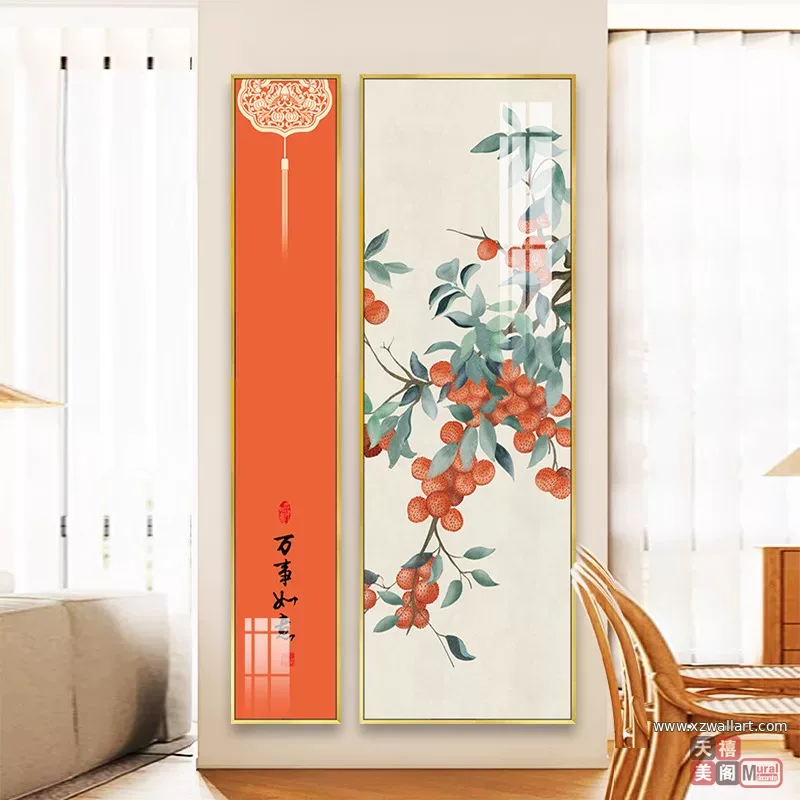 抽象 单幅 装饰画 新中式 玄关背景墙挂画 晶瓷画